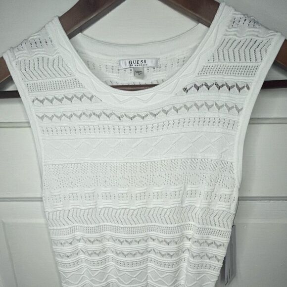 NWTs Guess Arielle Sweater Pick Styled Ruffled Hem White Dress Size Small - Picture 6 of 13
